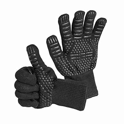 FENNEK | Gants de barbecue de qualité supérieure | Résistants à la chaleur jusqu'à 500 °C | Avec protection des avant-bras | Pour griller, pâtisserie, cuisine, barbecue, feu de camp | 1 paire – Taille