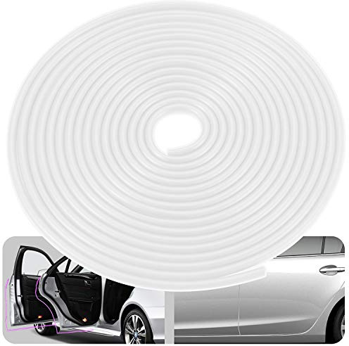 Protector de borde de puerta de coche, 5 m, protector de goma para borde de coche, con protección en forma de U, protector de borde de puerta para la mayoría de coches (blanco)