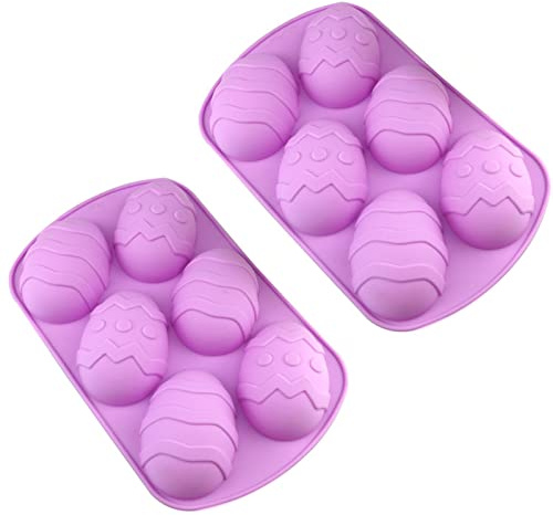 Easter Egg Shaped Silicone Mold for DIY Cake Decoration, Chocolate, Pastry, Muffin, Bread, Ice Cube, Soap, 2Pcs Egg Shaped Chocolate Molds