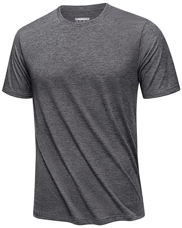 KEFITEVD Sport Tshirt Herren Funktionsshirt Atmungsaktiv Fitness Tshirt Running Shirt Herren Sport Oberteile Dunkelgrau L