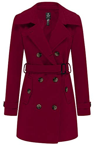 Wantdo Femme Epais Manteaux Mélangée à Double Boutonnage Manteau | avec Poches,col à Revers,pour le Bureau,pour le Travail,Vêtement d'hiver,Classique,Vintage,élégant,Décontracté