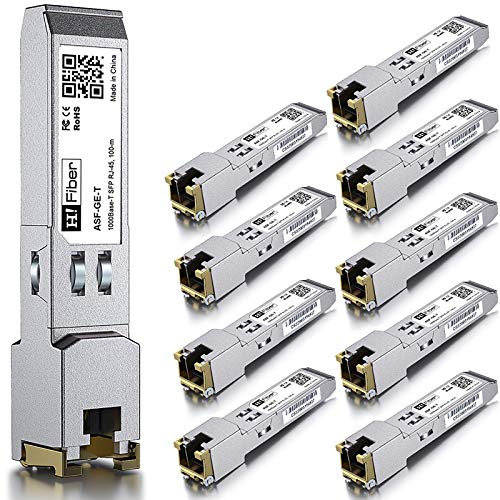 10packEmetteur-récepteur SFP 1000BASE-T,SFP vers RJ45,Module cuivre SFP vers Ethernet 1.25G Compatible avec CiscoGLC-T/SFP-GE-T,MA-SFP-1GB-TX,Ubiquiti UniFi UF-RJ45-1G,MikrotikS-RJ01,NetgearAGM734...