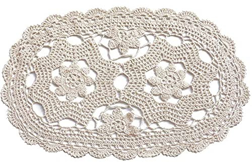 BIBITIME Lace Placemats Kitchen Dinner Table Doilies Dishes Bowl Knife Fork Mats Handmade Crochet Knitted (Style02-Beige,10x18, 1) (1, Beige)