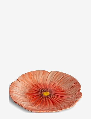 BY ON Poppy 5283908106 - Plato de desayuno (cerámica, 21 cm), diseño de flores, color rojo