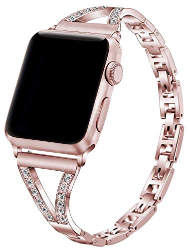 Armband kompatibelt med Apple Watch Ultra 49 mm armband, herr, dam, metall, uppgraderat ersättningsband för iWatch 49 mm Series Ultra, justerbart armband med spänne [glänsande rosa]