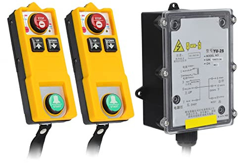 Industrie-Smart-Fernbedienung mit Doppelgriff und 100 Metern Steuerentfernung, Wasserdichte IP68-Hebekran-Fernbedienung für Brückenkrane, Top-Krane und Kettenkrane (AC 220V)