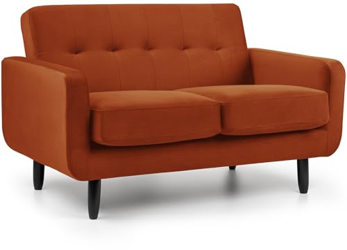 WeDoSofas OSLO 2 Seater Velvet Sofa (Rust) – Compact Velvet 2 Seater Couch for Modern Living Rooms, Bedrooms & Flats – Comfortable Two Seater Lounge Seating
