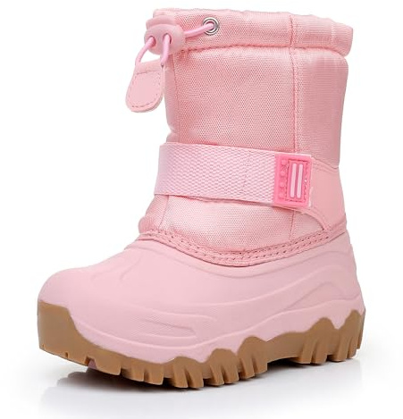 Ahannie Kids Girls Winter Snow Boots Waterproof Anti-Slip Warm Outdoor Shoes with Side Zipper(Toddler/Little Kid/Big Kid)(Pink-10)