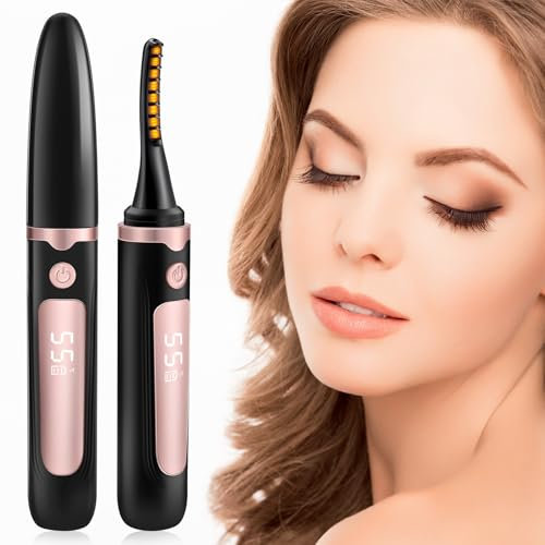 GlasFlength Piegaciglia Elettrico, Piegaciglia Riscaldato con 4 Riscaldamento Modalità Portatile Piega Ciglia Type-C Ricaricabile Riscaldamento Rapido Lash Curler per Tutte le Ciglia (Nero)