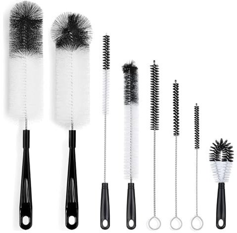 MEETOZ 8-Pack Bottle Cleaning Brush Set, Long Handle Bottle Cleaner for Washing Narrow Neck Wine/Beer Bottle, Hummingbird Feeder, Baby Bottle, Sports Bottle, Thermos, Flask