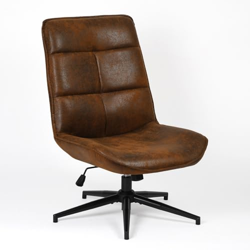 MEUBLE Cosy Sillón Giratoria Butaca de Salón Función de Inclinación para Dormitorio Silla con Asiento Grueso Respaldo sin Reposabrazos en Gamuza