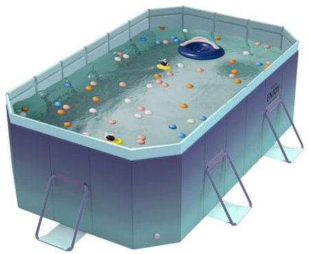 Jessie Foldable Pool for Kids and Adults Non InflatableFrame Outdoor Swimming Pool Blue Kiddie Pools Thickened Support Dog Above Ground Garden Backyard (102.36 in)