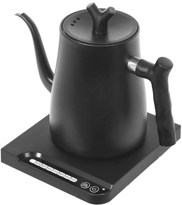 Bollitore elettrico in acciaio inox con regolazione della temperatura, 1 l, per tè, caffè, ufficio, cucina, cottura a pressione per famiglia e ufficio (nero)