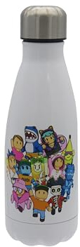 CyP Brands- Stumble Guys, Botella de Agua de Acero, Bidón, Cantimplora, Cierre Hermético, 550 ml, Color negro, Producto Oficial