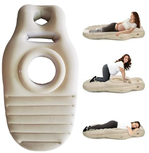 HOVCEH Pregnancy Pillow, Almohada para Embarazadas Inflable con Agujero, Cojin Embarazada PVC Espesante, Suave y Cómodo Almofada Gravides para La Barriguita