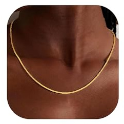 HARJJME Silberkette Damen 925 ohne Anhänger Gold Silber 925 Kette Damen 14K Vergoldete Chain Halskette Schmuck Geschenke für Frauen (Glänzendekette-Gold, 50CM)