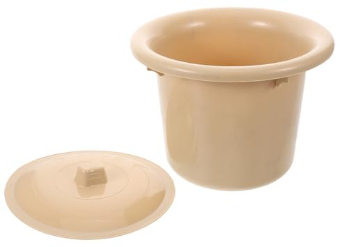 Abaodam Orinal Plástico Portátil para Adultos con Tapa Antidesbordamiento, Color Amarillo Albaricoque, Recipiente para Orina de Inodoro, Cubo de Inodoro Junto Cama, Adecuado para Uso