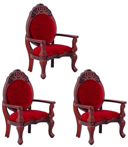 NBEADS 3 sillas en miniatura para casa de muñecas, 56 x 46 x 86 mm, muebles de casa de muñecas de madera, silla en miniatura para mini casa de muñecas, accesorios para decoración de casa de muñecas