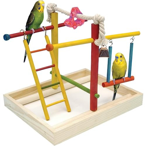 Penn-Plax Bird Life Wooden Playpen – Perfect for Parakeets, Lovebirds, Parrotlets, Cockatiels, and Green Cheek Conures – Medium