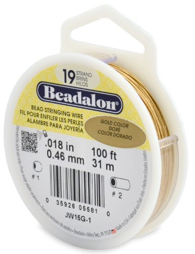 Beadalon 31 m Reel 0.46 mm Diameter 19 Strand Wire, Gold