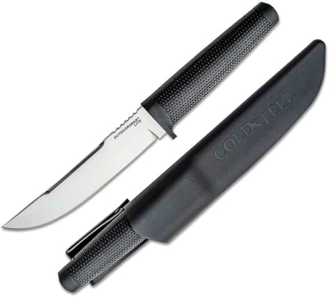 COLD STEEL Outdoorsman Lite Durable Lightweight 4116 Stainless Steel 6 Fixed Blade Tactical Outdoor Hunting Knife, Textured Kraton Handle, Hard Plastic Sheath