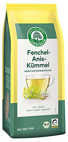 LEBENSBAUM Tee Fenchel Anis Kümmel, Bio-Tee süß-würzig, Kräutertee Beutel, 100% natürlicher Geschmack, 20 Teebeutel à 2,5g