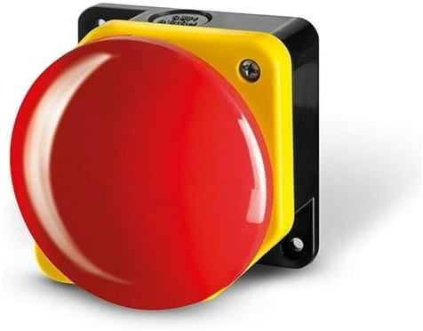 Dieffematic Pulsante Emergenza Fungo NC - Arresto Sicurezza Cancello Automatico Battente Scorrevole - Rosso Ø90mm