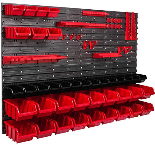 botle Scaffale da officina, da parete, 1152 x 780 mm, impilabile, rosso e nero, con sistema di scaffali a vista, per scaffali (ITBNN600x4-U1110-MIX41)