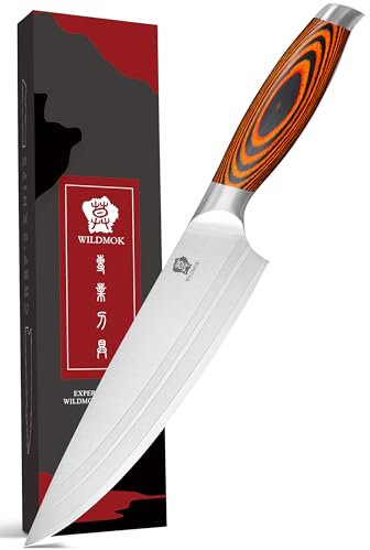 WILDMOK Coltello da cuoco da 20,4 cm Coltello da cucina per affettare, coltello da carne in acciaio tedesco con impugnatura ergonomica, la scelta migliore per la cucina di casa e il ristorante