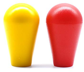 Arcity 2 Pcs Arcade Joystick Oval Bat Top Topper Knob Ball Top Handle Knob American Type Style Yellow and Red for Zippy SANWA SEIMITSU Arcade1up Machine Console Cabinet New