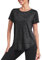 Deaviya Sport T-Shirt Damen, Kurzarmshirt Frauen, Workout Tops Rundhalsausschnitt Athletisch Lässig Laufen Yoga Fitness T-Shirts Locker (DE/NL/SE/PL, Alphanumerisch, 3XL, Schwarz)