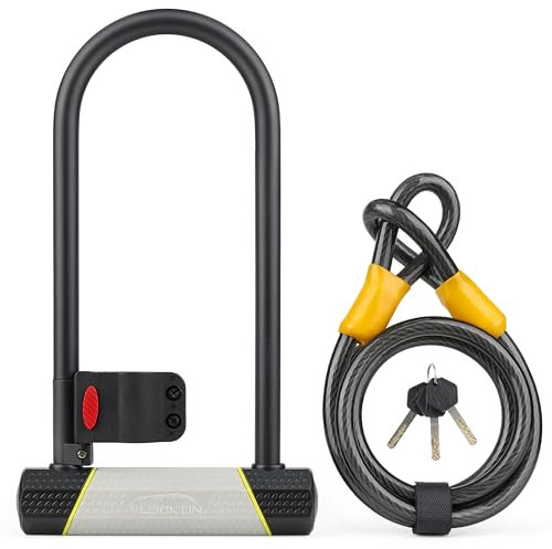 SUNYA Fahrradschloss mit schlüssel. Bügelschloss fur fahrrad, 14mm U Schäkel Schloss mit 12mm x1,500mm Kabel.