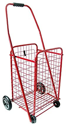 LIPJIA Carro de la Compra,Compras con Rueda Giratoria Utilidad Portátil con Marco de Aluminio Carro de Compras para Comestibles Carro Utilitario/Rojo