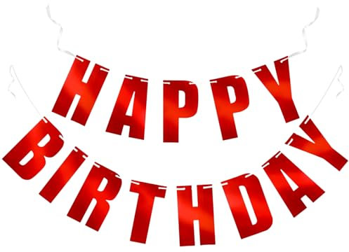 Irikdescia Rotes Happy Birthday Banner, Geburtstagsgirlande für Kinder und Erwachsene, Perfekte Geburtstagsdeko, Personalisierte Wimpelkette, Happy Birthday Schriftzug