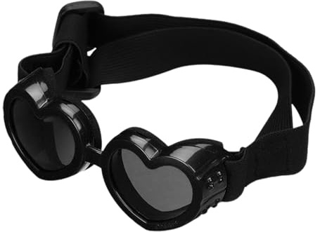 Hundhjärtformade solglasögon | Solglasögon med anti-dimma – UV-skydd hundsolglasögon med justerbar rem, husdjursglasögon för hundar, valpsolglasögon