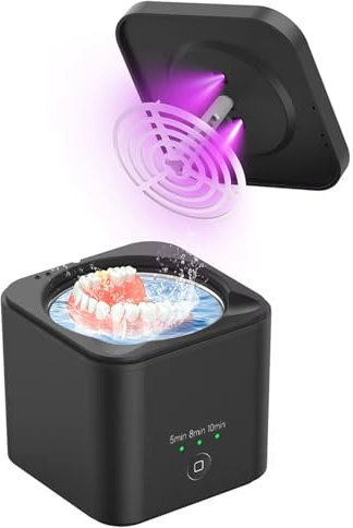 DISHENGZHEN Limpiador Ultrasónico de Retenedores, Limpiador Ultrasónico Profesional para Dentaduras Postizas con Temporizador | 45 kHz | 200ML, máquina limpiadora ultrasónica portátil Black