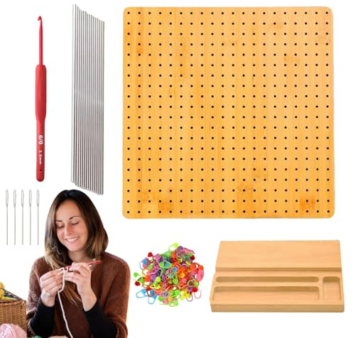 yztju Tavola di blocco per maglieria – Kit di blocco a uncinetto, per uncinetto fatti a mano per maglieria | Pannello di blocco griglia per caviglia per filo fai da te in legno di c