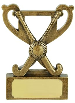 Premio de trofeo de mini copa de hockey, ideal para torneos, competiciones, escuelas, eventos de hockey sobre césped, premio de fiesta infantil, regalo de logro de hockey, palo y pelota de hockey,