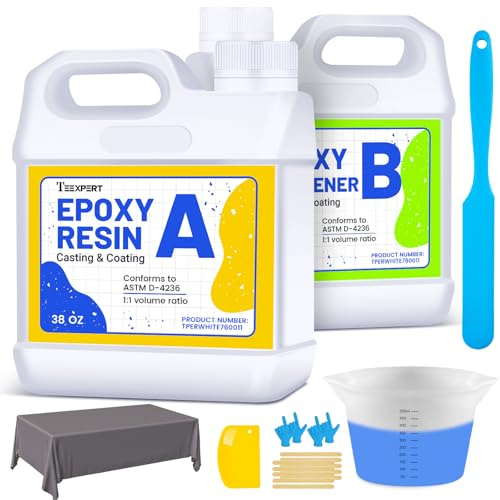Teexpert Epoxy Resin Kit 2.2L, Resin Kit with 500ML Measuring Cup, Crystal Clear Epoxy Resin and Hardener, High Gloss Bubble Free for Casting, Jewellery Making, Resin Moulds, Art Craft