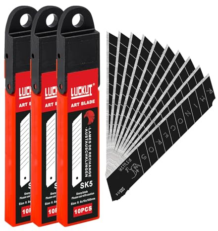 LUCKUT 18mm Snap Off Blades SK5 Utility Knife Retractable Blades, Box Cutter, 30 Piece
