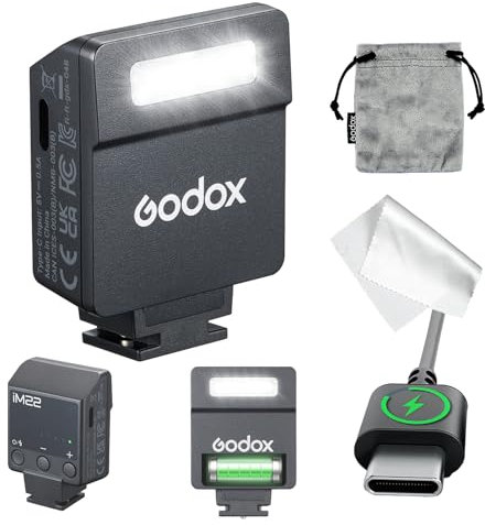 Flash Godox iM22 Mini Speedlite de Cámara, 5 Niveles de Potencia, 440 Destellos a Potencia Completa, Carga USB-C, Compatible con Ricoh GR III, Ricoh GR III X, Canon Sony Nikon Pentax Panasonic Olympus