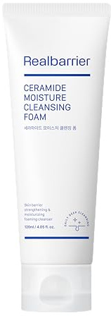Real Barrier Ceramide Moisture Cleansing Foam 120ml, 4.05 Fl Oz, Hydrating, Makeup Removal, All-in-One Deep Cleanser with Hyaluronic Acid and Rich Creamy Foam for Sensitive Skin, Korean Skincare