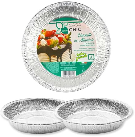 CasaChic Recipiente de aluminio para tarta grande, 2 unidades – bandejas redondas para tartas, hornear y llevar (Ø 25 cm)