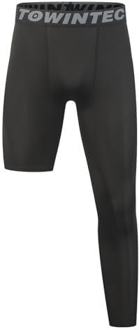 Towintec garçons Jeunes Pantalon de Compression Enfants One Legging à Une Jambe de Compression Athlétiques Respirant Séchage Rapide Tight léger pour Basketball Fitness Entraînement Gym