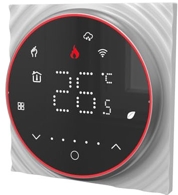 WiFi Smart Thermostat, Thermostat à Domicile Numérique AC 95-240V Kapazitative Touch Bouton PC PC20 Formulaire carré de Niveau de Preuve pour le Bureau (BLACK)