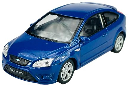 Generisch Model Car Compatible with Ford Focus MK2 Blue 3 Doors 2009 Approx. 1/34-1/39 Metal Model Car Die Cast New in Box 42378