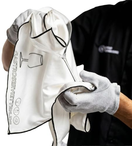 Gastroservietten.de Panno per lucidatura in microfibra, 50 x 65 cm, per bicchieri di alta qualità e acciaio inox, pulizia senza aloni, senza pelucchi