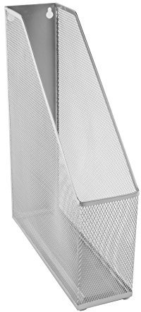 OSCO Wiremesh Magazine Rack, High-Density Steel Wire Mesh Desk File & Magazine Holder with Rubber Feet, Single Section Organiser for Files, Cookery Books, Office Storage, Silver