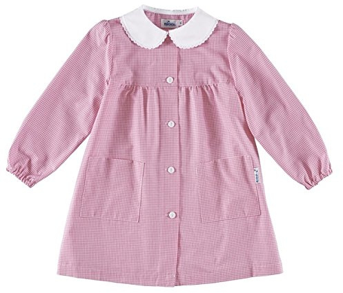 SIGGI Grembiule asilo / grembiule scuola. Taglie dalla 45 alla 60. ROSA o BLU, rosa a quadretti, 2 anni