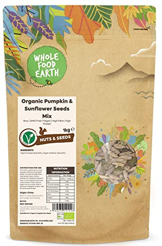 Wholefood Earth Organic Pumpkin & Sunflower Seeds Mix 1kg Raw | GMO Free | Vegan | High Fibre | High Protein | Certified Organic